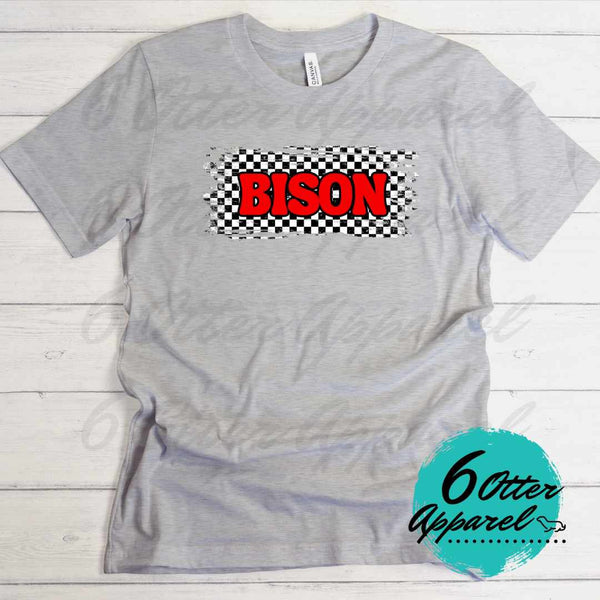 Bison Red-Black and White Checkered