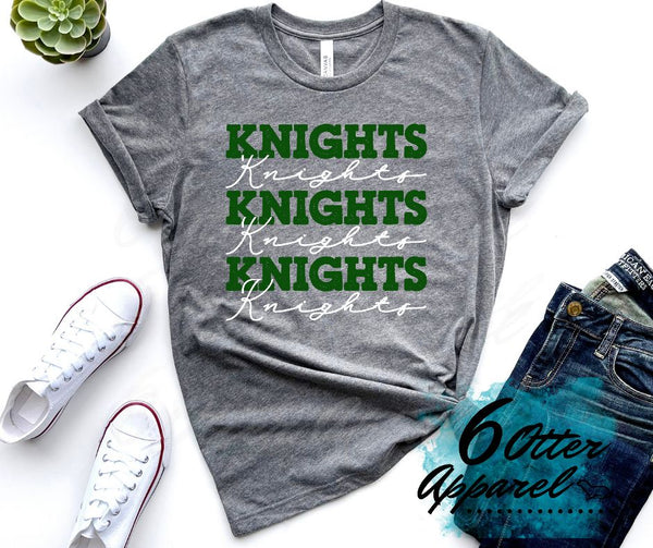 Knights Stacked Cursive