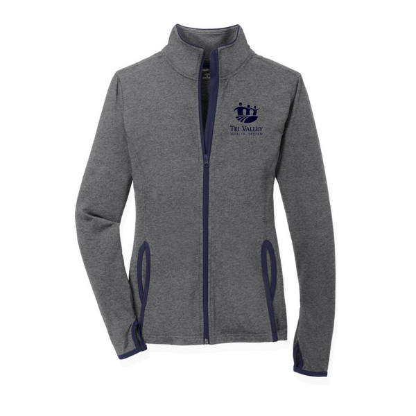 Ladies Monogrammed Fleece Jacket - Personalized Full Zip Cadet